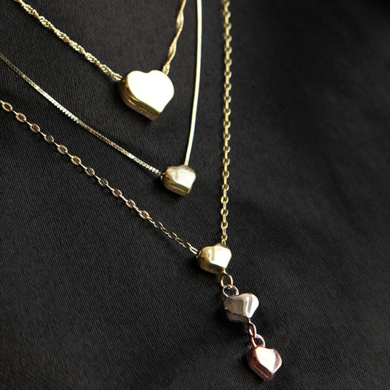 Dije corazón con cadena oro 14k