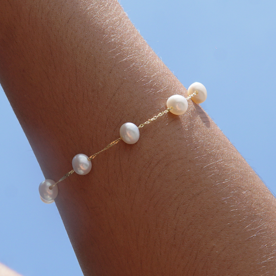 Pulsera oro con perlas | Bo&Co