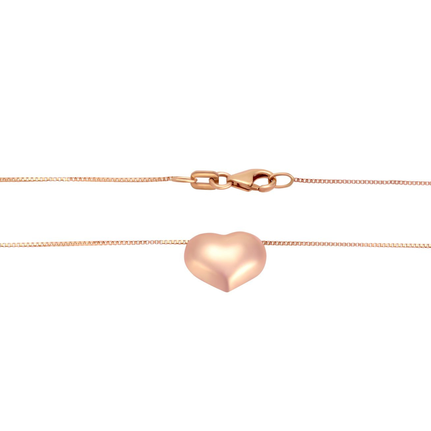 Dije Corazón liso con cadena oro rosa