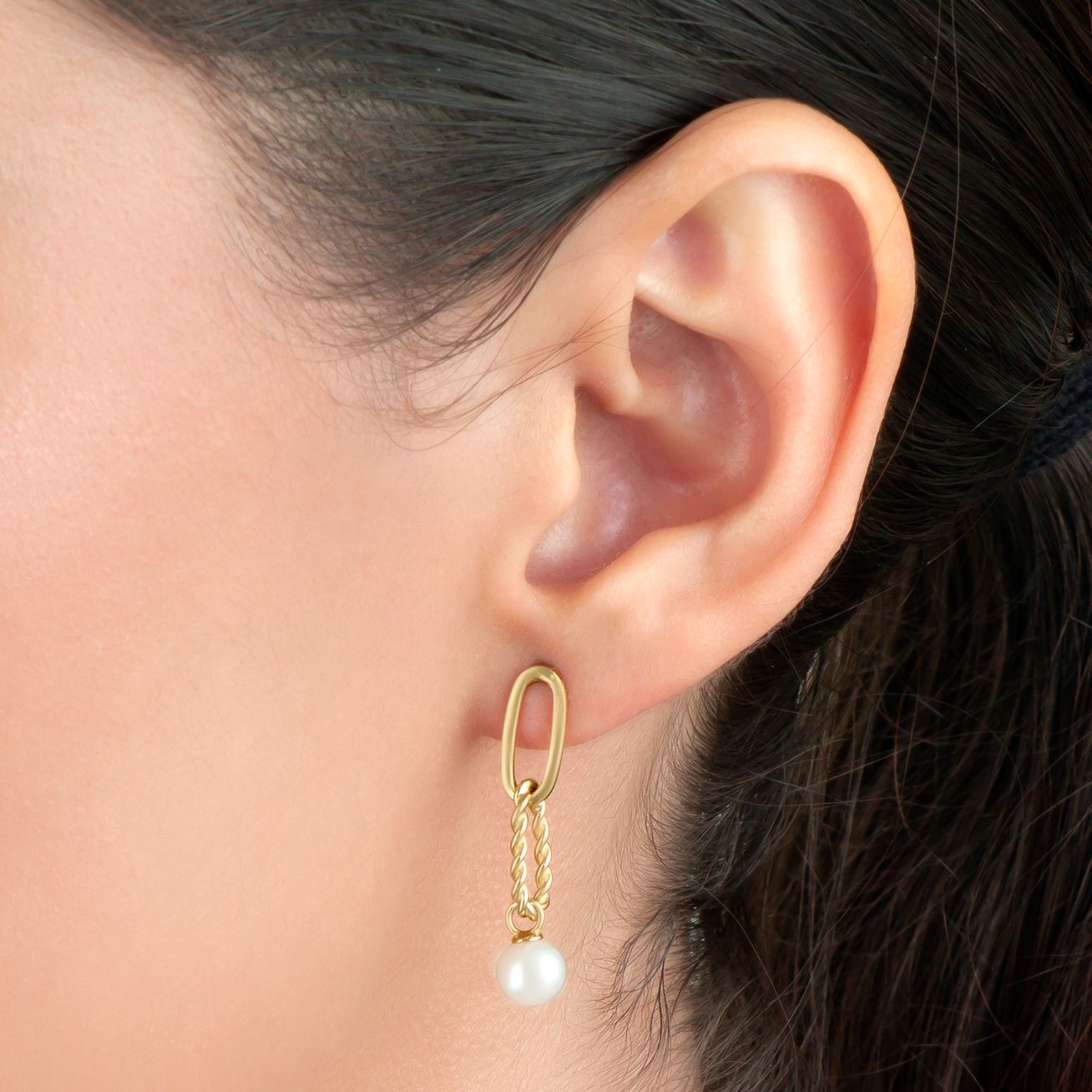 Aretes con perlas oro 14K